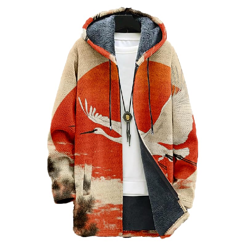 Winter Sweatshirts for Men Cardigan Fashion Loose Fit Long Sleeve Comfy Heavyweight Coat with Pockets