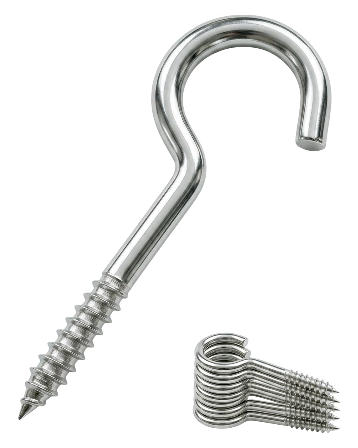 IMSCREWS 20Pcs 2-3/8" (60mm) 304 Stainless Steel Screw-in Eye Hooks, Open Loop Eyelets for Hanging Lightweight Items, Indoor &amp; Outdoor