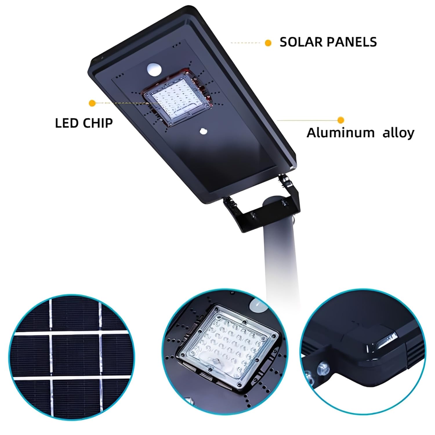 Solarsys® - Luminaria solar de 2000 lúmenes, 14 W, panel solar, material de aluminio, tratamiento anticorrosivo, tornillos y kit de instalación incluidos para jardín, patio y calle