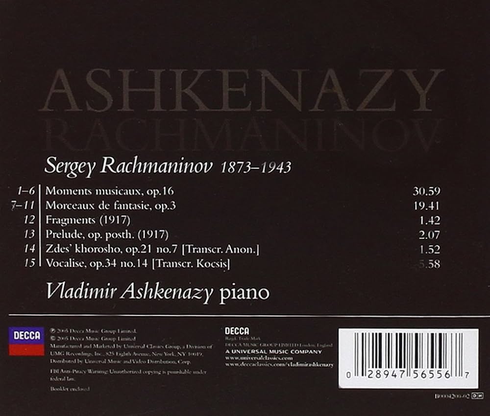 Sergei Rachmaninov, Vladimir Ashkenazy - Rachmaninov: Moments
