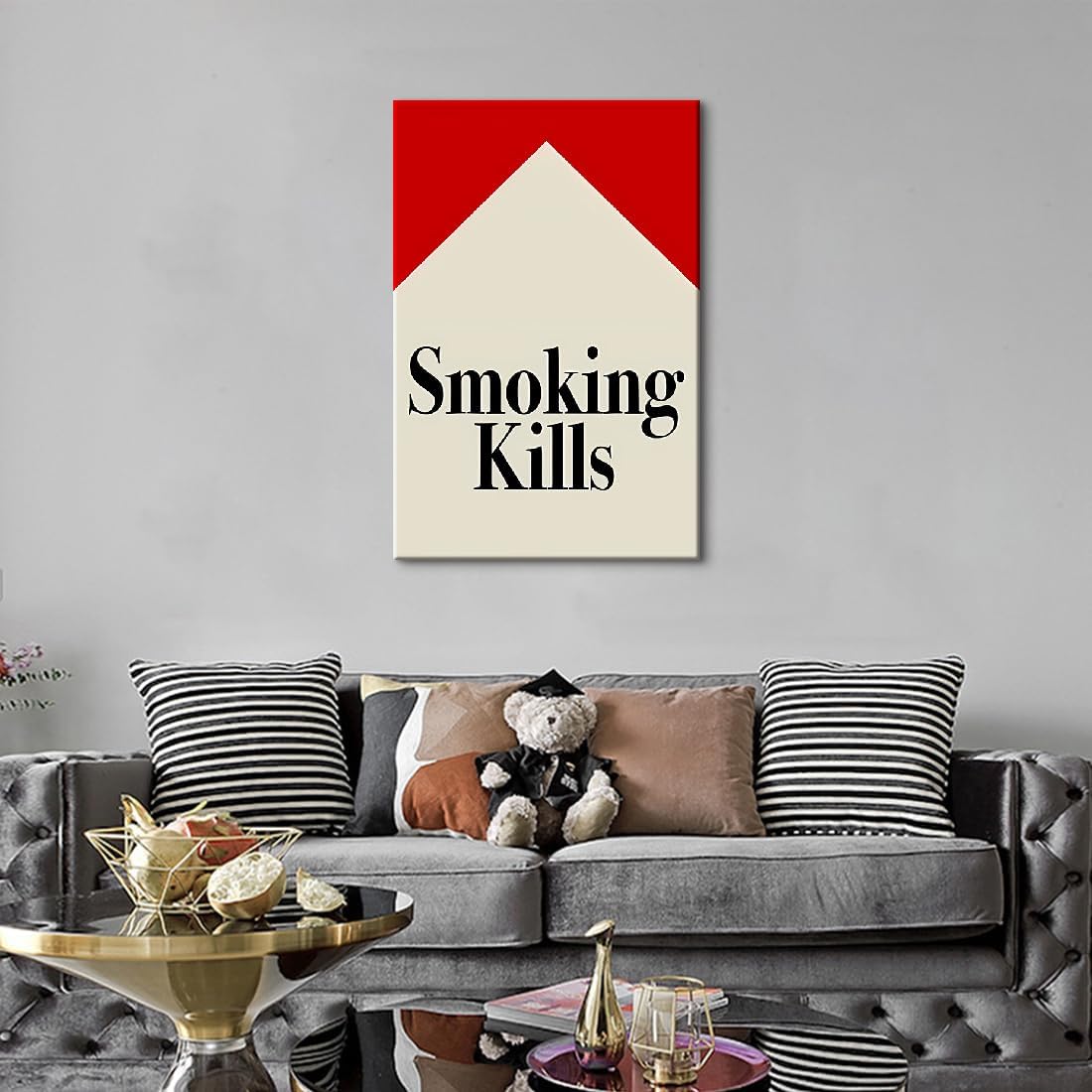 ホームオフィス、ダイニングルーム、リビングルームの壁飾りに適したヴィンテージバーの装飾 - 喫煙は健康を害します木枠付きの完成品&zwnj;