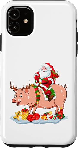 Miniatura 10 de iPhone 12 mini Santa Riding Reindeer Pig Christmas Pig Farmer Lover Case