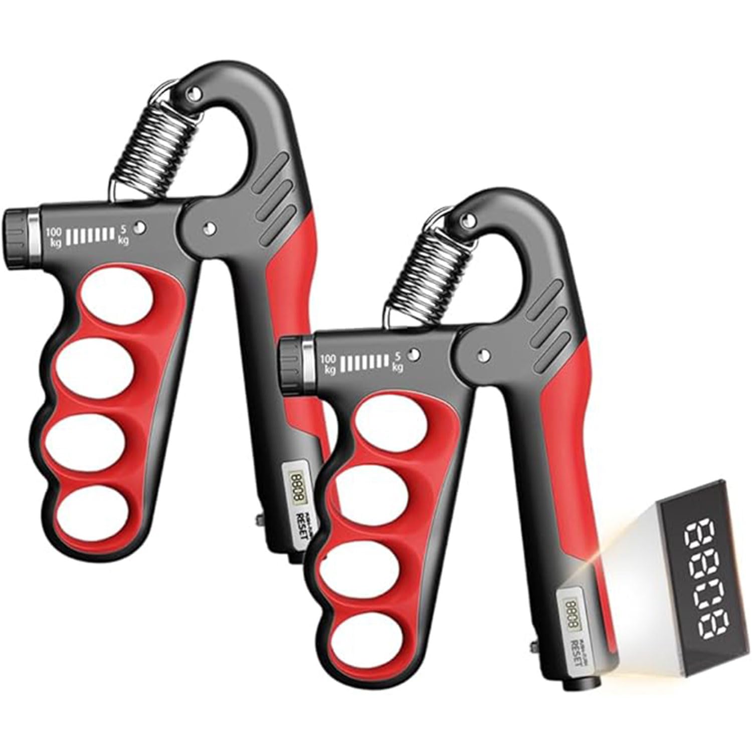 Grip Strengthener, 5-100 Kg Adjustable Hand Gripper Strengthener, Forearm Strengthener Workout Kit with Mechanical Counter, Finger Strengthener for Professionals and Fitness Beginners (Red-2pcs)