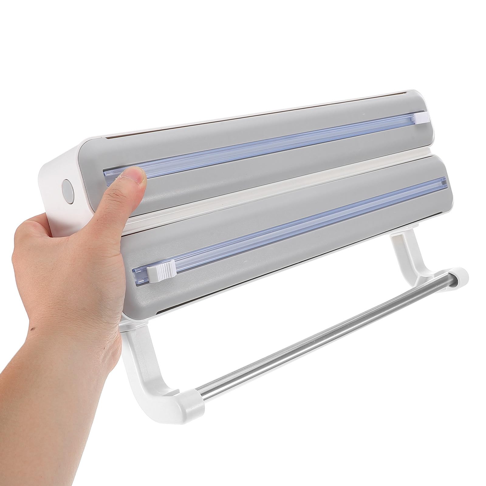 ifundom Distributeur Automatique de Film Alimentaire Double Couche en Abs Coupe-Film Intégré, Support Mural Élégant pour Organiser Cuisine à Domicile