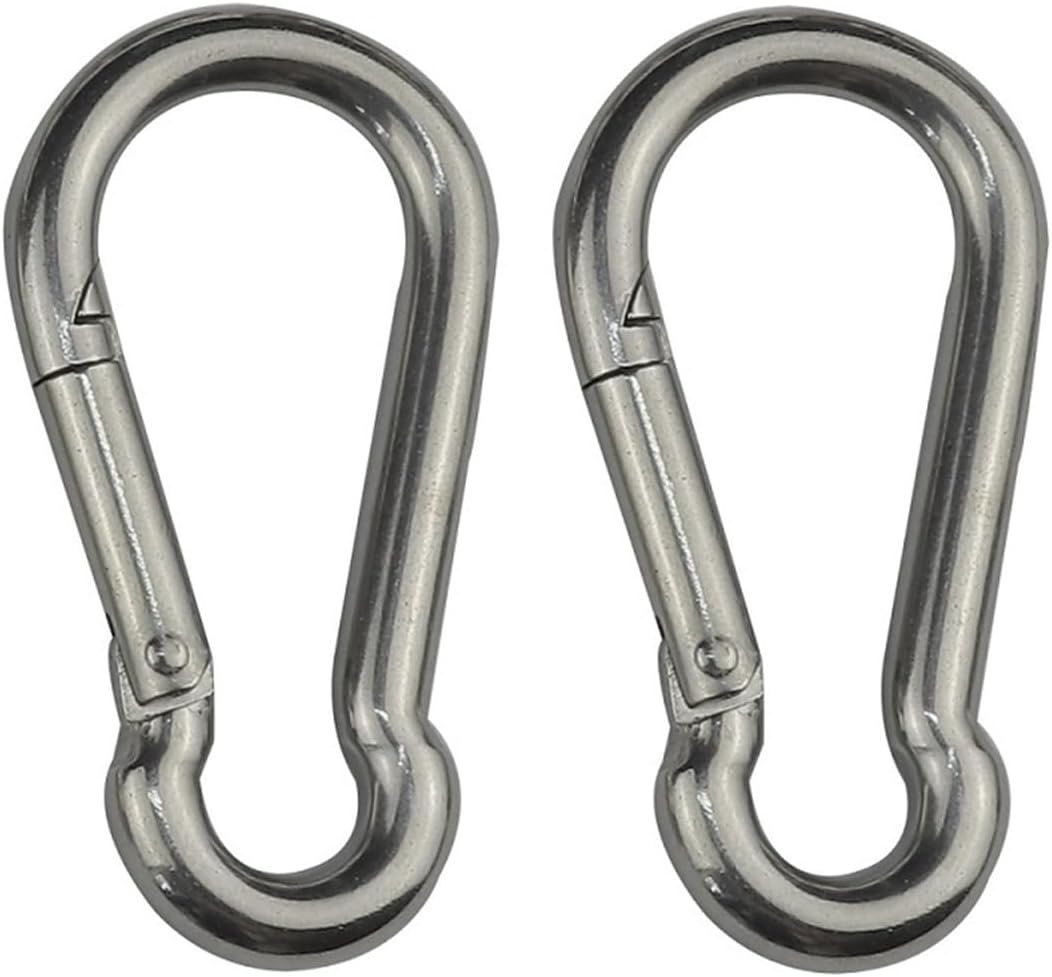 BREAKA 2pcs Silver Carabiner Hook Marine Stainless Steel 70mm Length Large Heavy Duty Stainles Carabiner