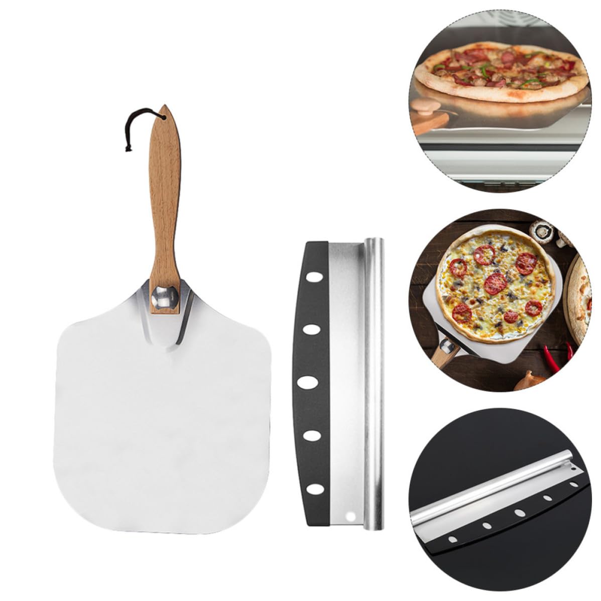 2 Pezzi Pala per Pizza Pieghevole in Alluminio Manico in Legno, Set
