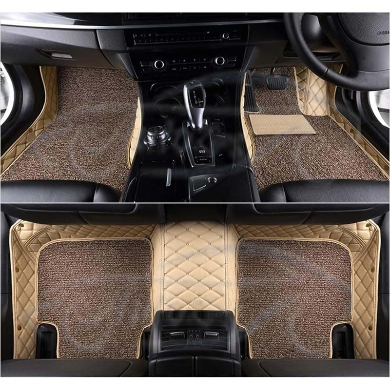 Image of Superior 7D Car Floor Mat Full Set for Audi Q5 2012 to 2017, 7 Layer Protection Mats, Luxury Leather with Noodle /Curly Car Foot Mat with Heal Pad, Anti-Skid & Waterproof Beige Beige