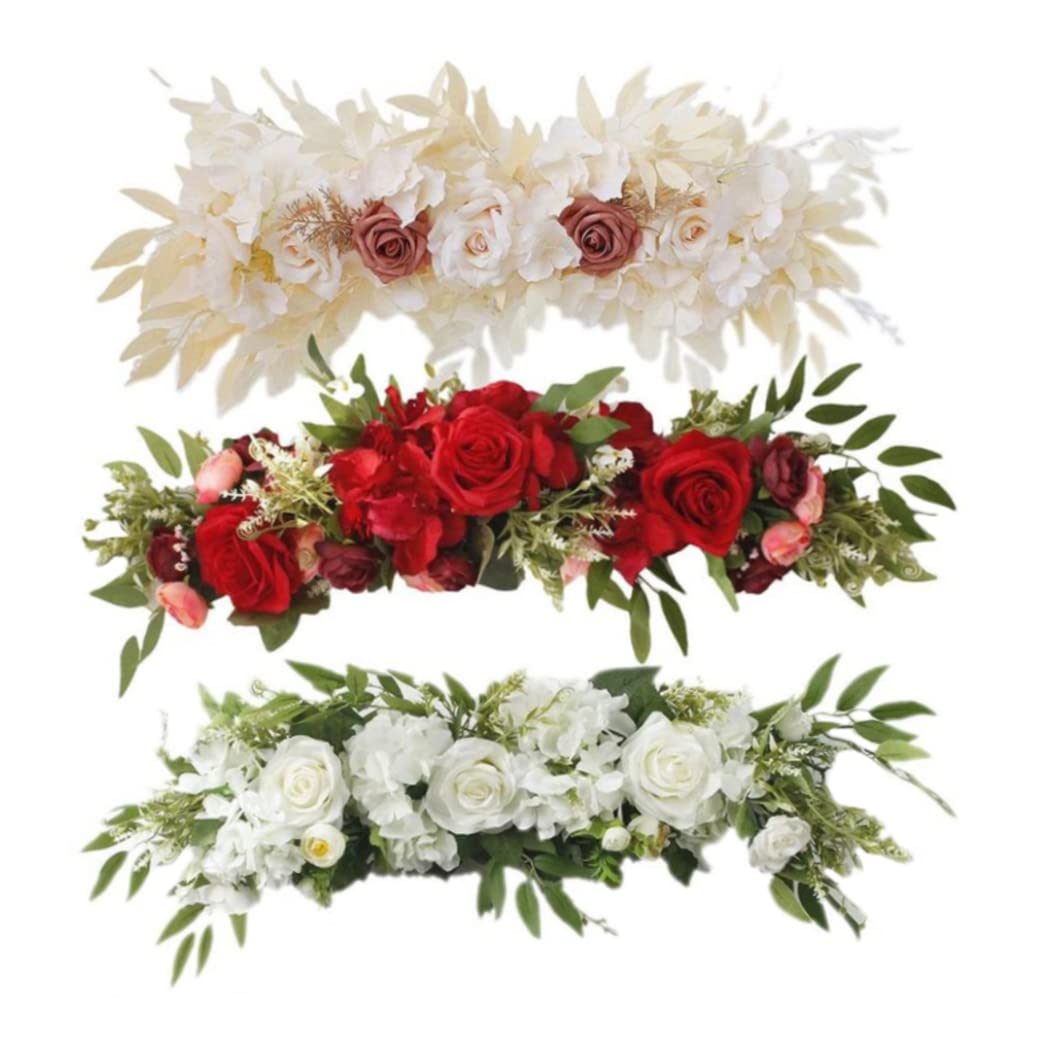 Hochzeitsbogenblumen, 65x16 cm künstlicher Rosenblumen -Swag, Bogenblumen für Hochzeitszeremonie -Mittelstücke Hausdekoration (rot)