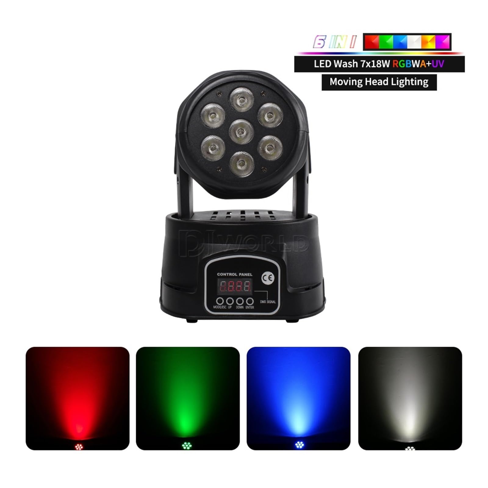 Luce da palco per DJ, 1 pz LED 7x18W Testa mobile Luce RGBWA+UV 6IN1 Effetto palco Luce wash for discoteca DJ Musica Festa Danza Club Uplight per Eventi