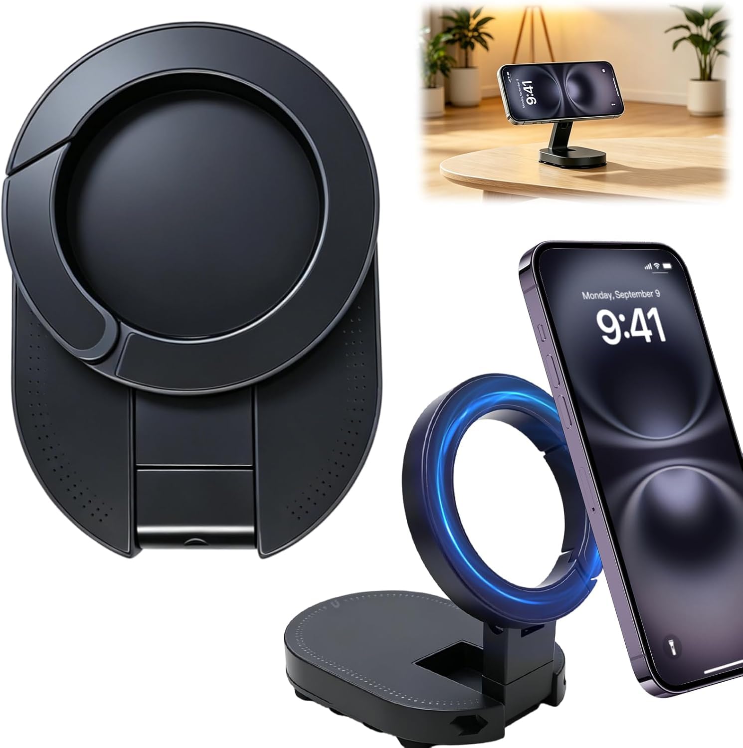 3-in-1 Magnetic Phone Holder, 2026 New Foldable & 360° Rotatable MagLock Suction Mount with Suction, Magnetic Gym Phone Holder, Ideal for Car Dashboard, Gym, Kitchen, Office-image-34