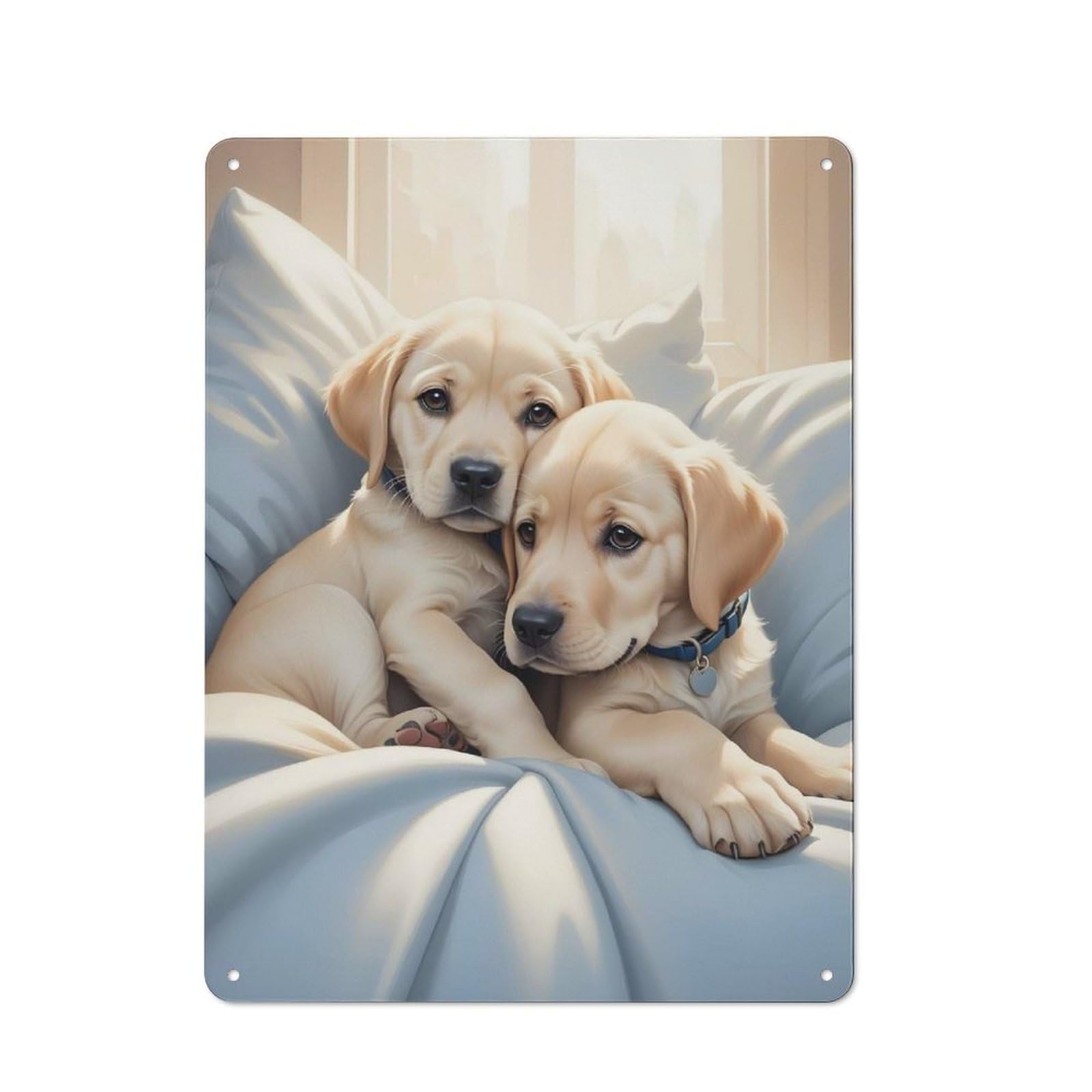 Junmoney Labrador Puppies Rustic Tin Sign 40X30cm Featuring For Bar Or Restaurant, A Housewarming Gift For Bar Decor Enthusiasts