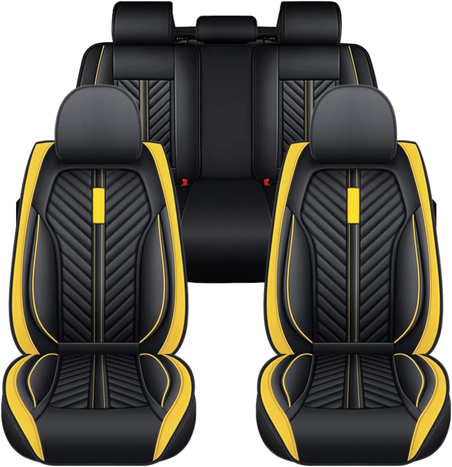 Universal Car Seat Cover Set Suitable for 99% of Vehicle Models 8-Seater Waterproof Seat Cover Protector Easy to Install Interior Cover Standard Yellow