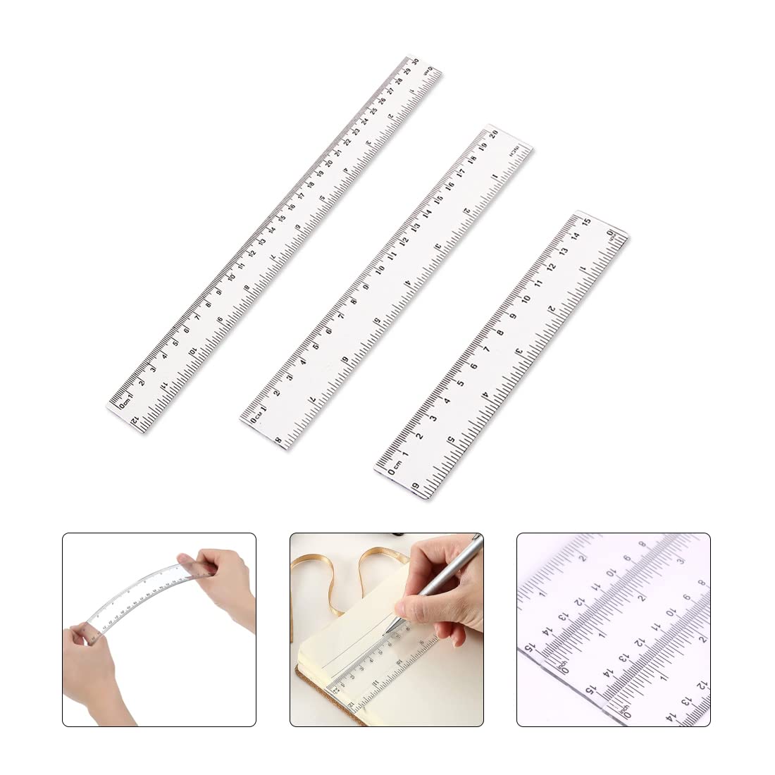 Clear Plastic Ruler 4-Pack 12-Inch S - Shatterproof Measuring Tools School Office Supplies Clear Ruler Amazon - View #2
