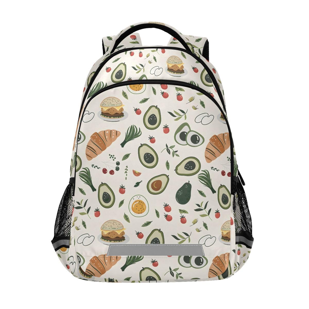 Rucksack mit Avocado-/Burger-/Brot-Spiegelei-Muster, für Kinder, Schultasche, Studenten-Rucksack, Büchertasche für Jungen und Mädchen, lässige Tasche