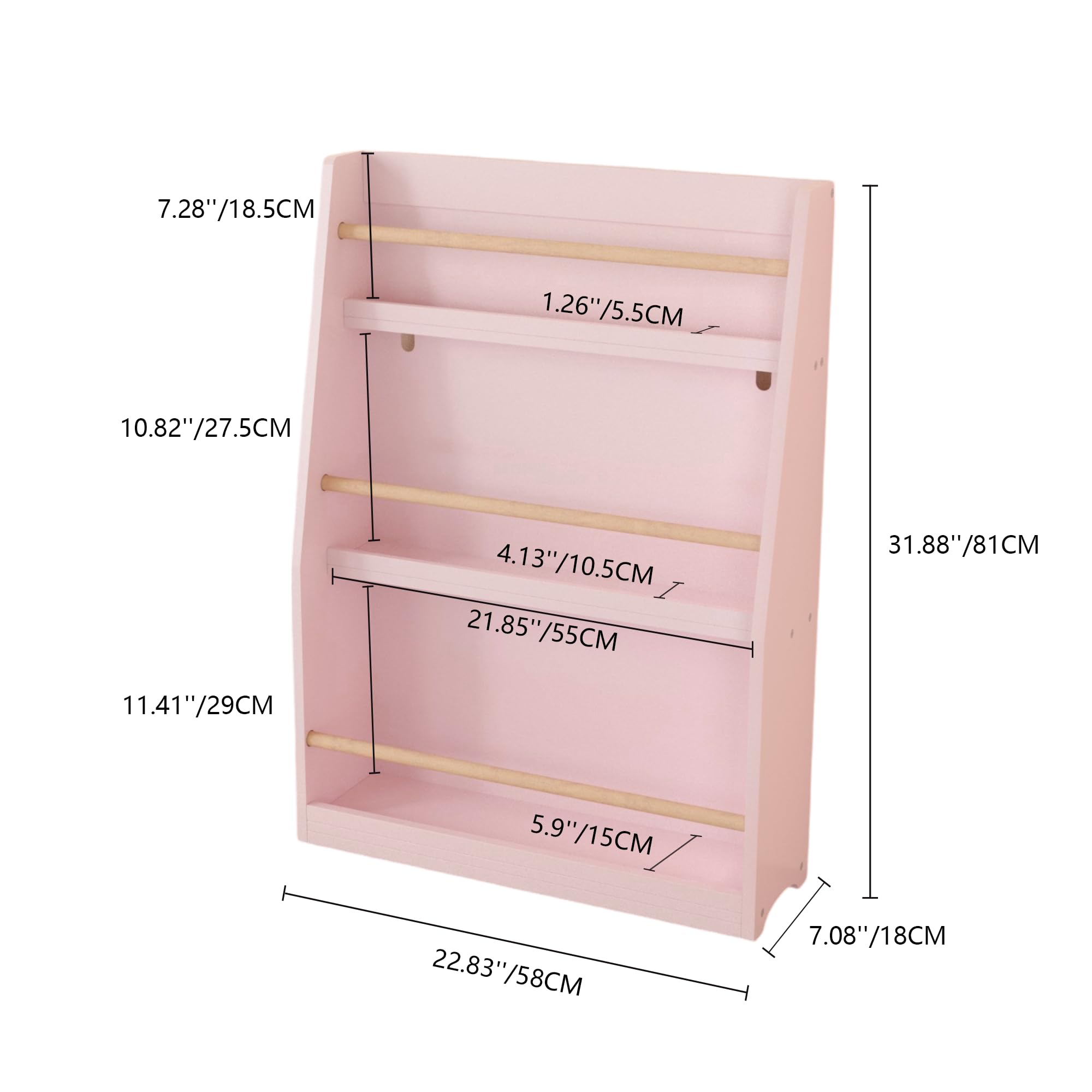 3 Tier Kids Book Shelf Kids Book Rack Helps Keep Bedrooms,Playrooms,and Classrooms Organized Pink