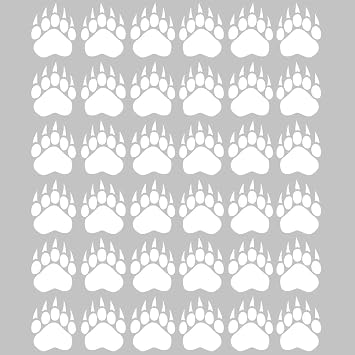 VWAQ Bear Paw Print Floor Decals - Peel and Stick Footprint Wall Decals - 36 PCS White
