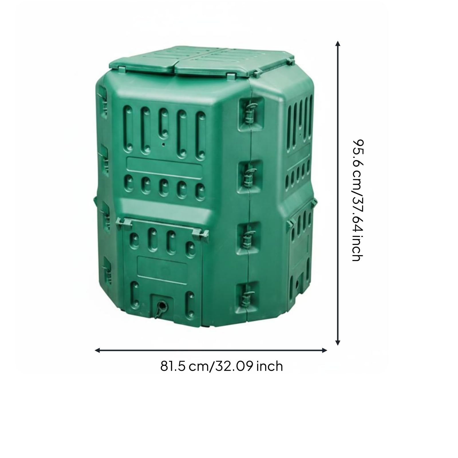 Compostador Exterior Tumbler Compost Bin Compostera Barril de Compost Estructura en Polipropileno Resistente a la Intemperie Fermentación Eficiente, 450L