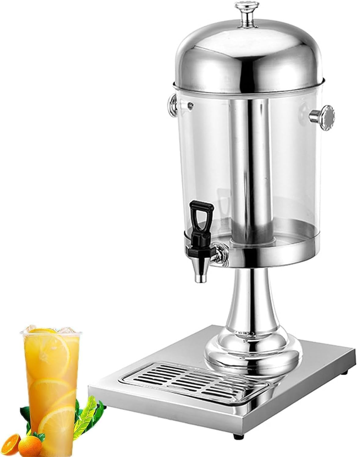MYUYEE Stainless Steel Juice Dispenser, Commercial Hot Cold Beverage Machine, Beverage Dispenser, For Parties Events Catering Restaurant Home Serving Juice Tea Lemonade Iced Coffee (Silver 8L)