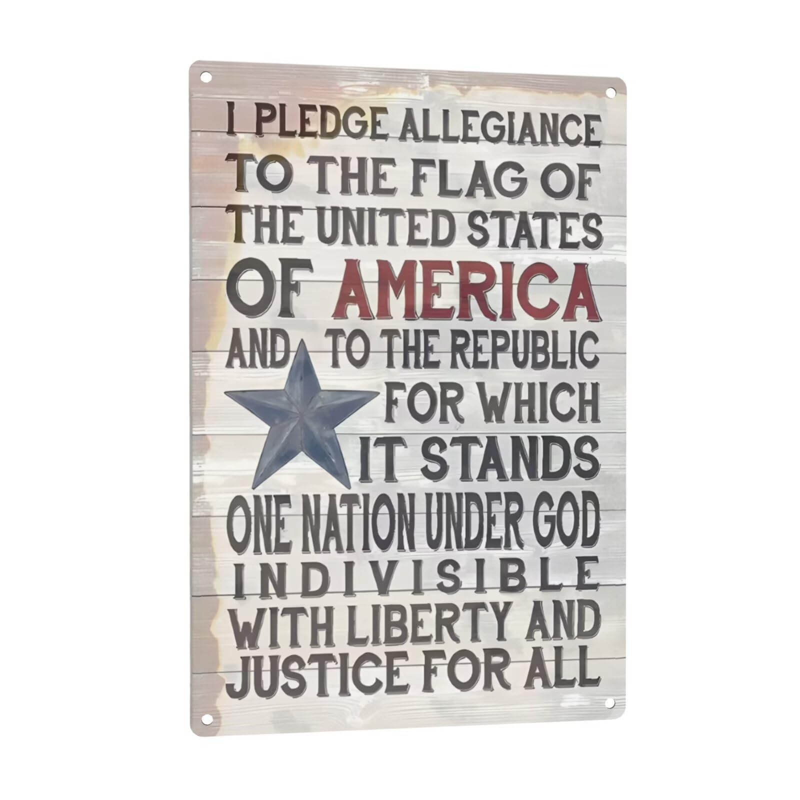 Cuorung Rddefhb13 Tin Sign Metal, I Pledge Allegiance Patriotic Poster Rustic Metal, Posters For The Wall, Wall Art, 12X8 Inch Vintage Sign