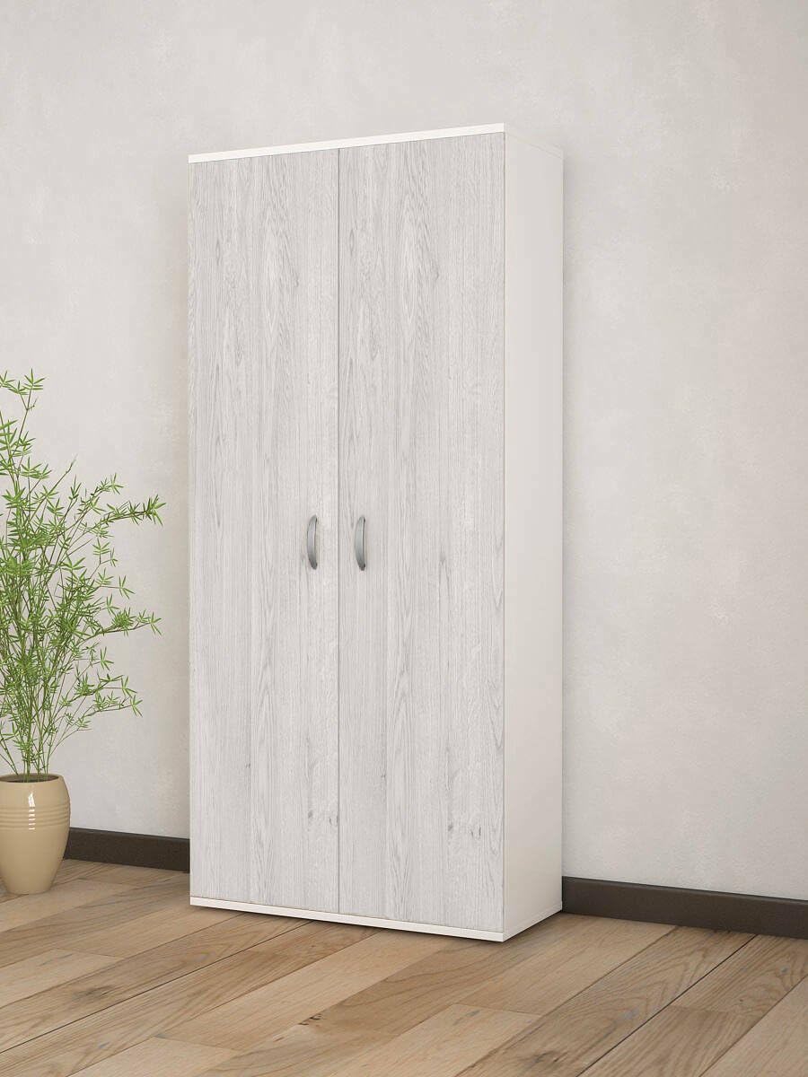 Dmora - Garde-Robe 2 Portes Batangas, Meubles de Chambre, Dressing avec Portes, Armoire, Made in Italy, 80x52h170 cm, Blanc et chêne