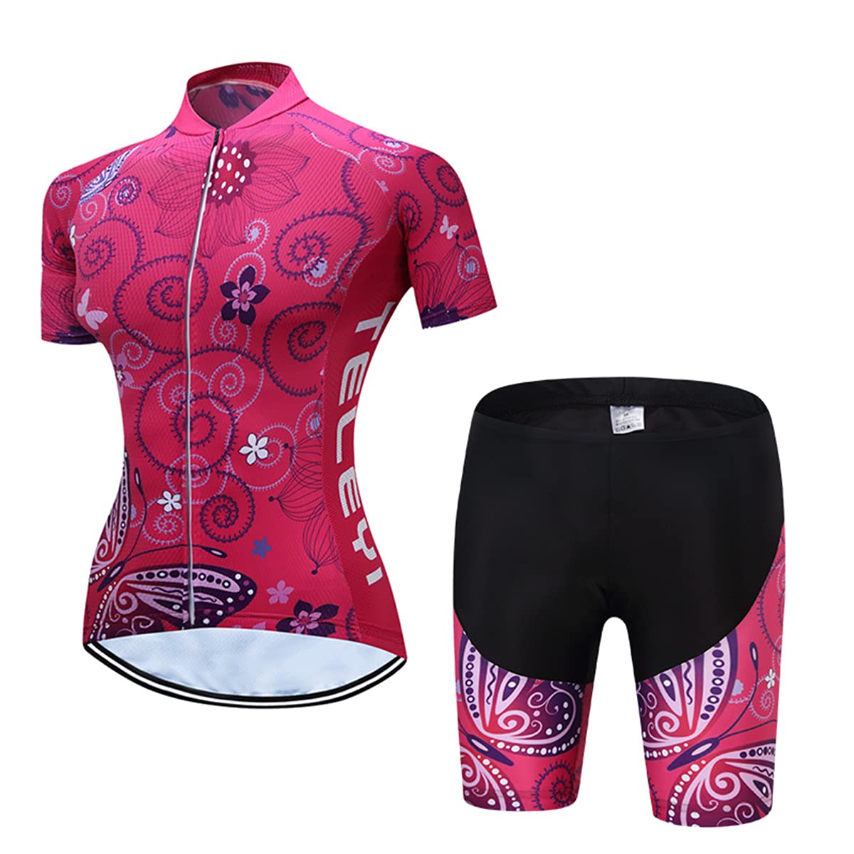Hotlion Damen Radtrikot Set Trägerhose Anzüge Sommer Rennrad Kleidung