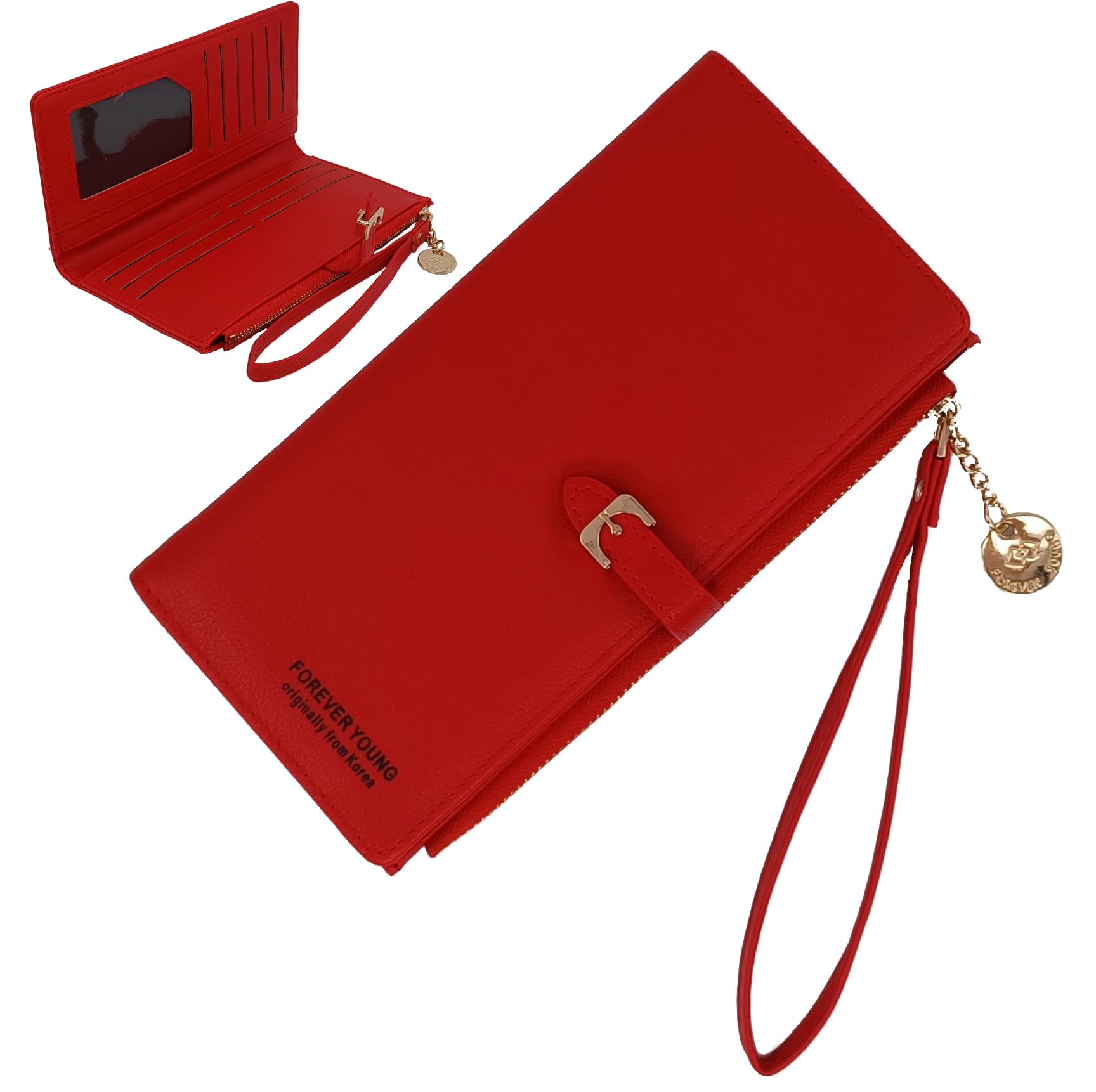 PORT&LOTUS Red Wallets for Women Small Wallets Mini Wallet for Woman Credit Card Organizer with Slim Cash Coin Purse Pocket Wallet for Woman Anti Theft Wallet Multi Card Wallet Women