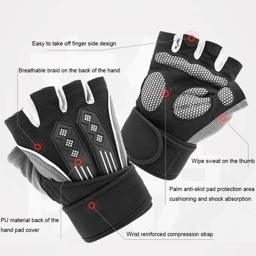 Guantes de gimnasio Culturismo Deportes Fitness Entrenamiento con mancuernas Guantes transpirables para entrenamiento de levantamiento de pesas (Color: O, Tamaño: XL) (Azul Verde Rojo Blanco M)