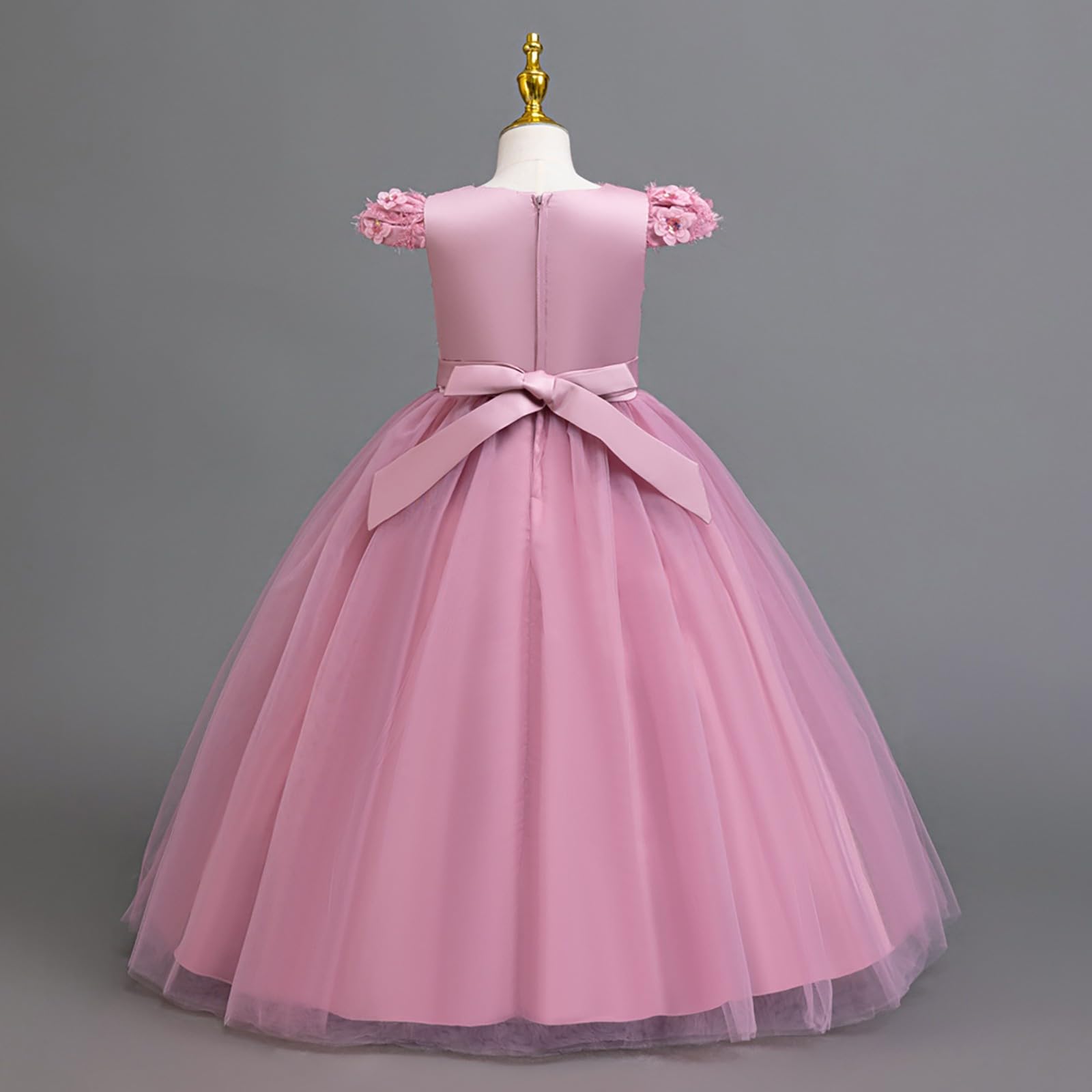 Prinzessin Kleid Mädchen Sommer Ärmellos Festlich Kleid Kinder Rüschen Tüll Sommerkleid Teenager Elegant Abendkleider für Hochzeit Geburtstag A-Linie Dress Blumenmädchen Kleider