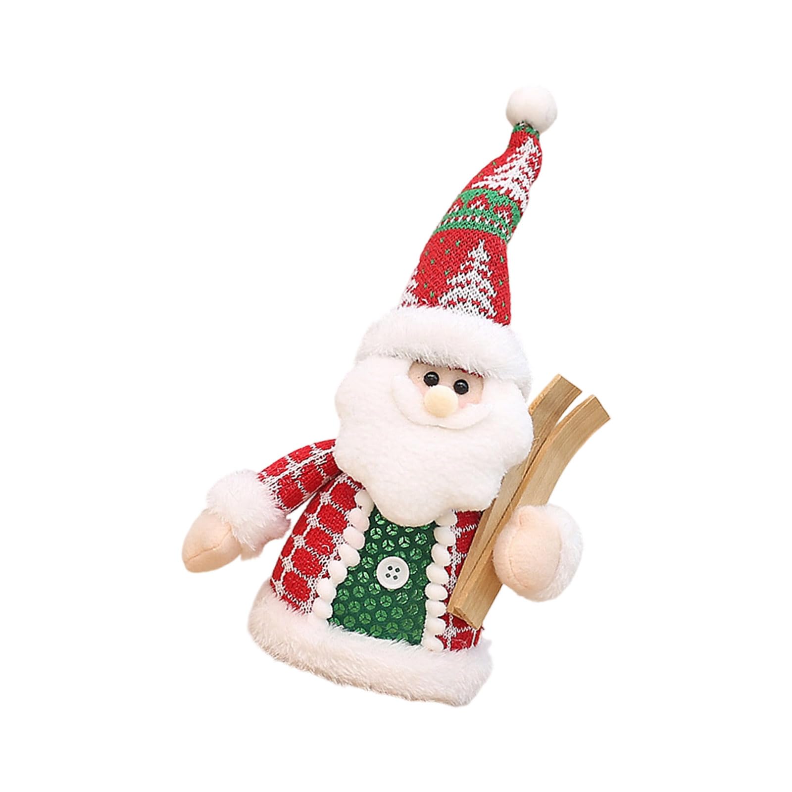 TFAOYS Bright Christmas Miniature Doll Decorations Easy Setups Wooden Polyester Ornament for Indoor Festival Atmospheres Holiday Desktop Displays