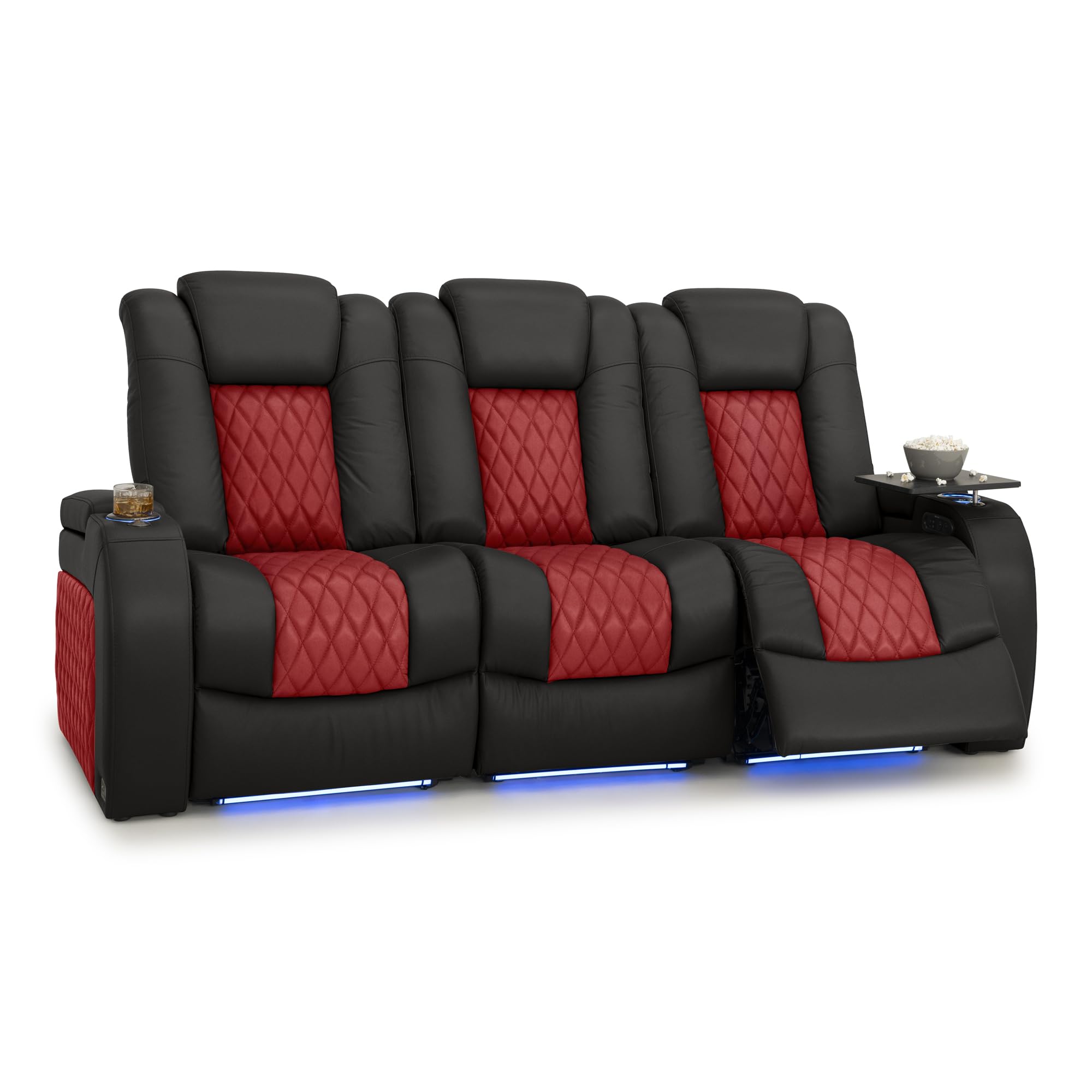 Seatcraft Diamante Home Theater Seating Black/Red Row of 3 Sofa