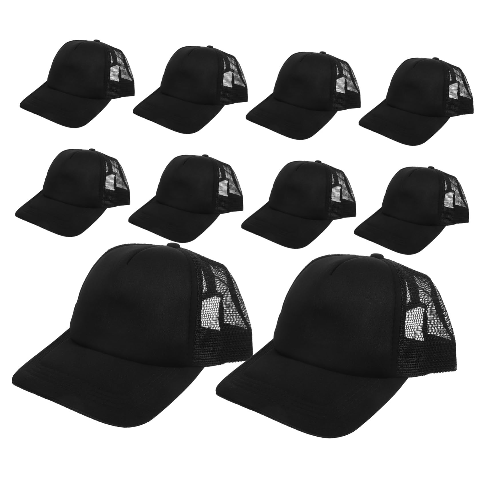 BESPORTBLE Cappello da Baseball, Cappelli per Sublimazione Vuoti e Cappello Fai in Sublimazione, 10 Pezzi in Poliestere Nero, Rete Traspirante per Pesca e Outdoor