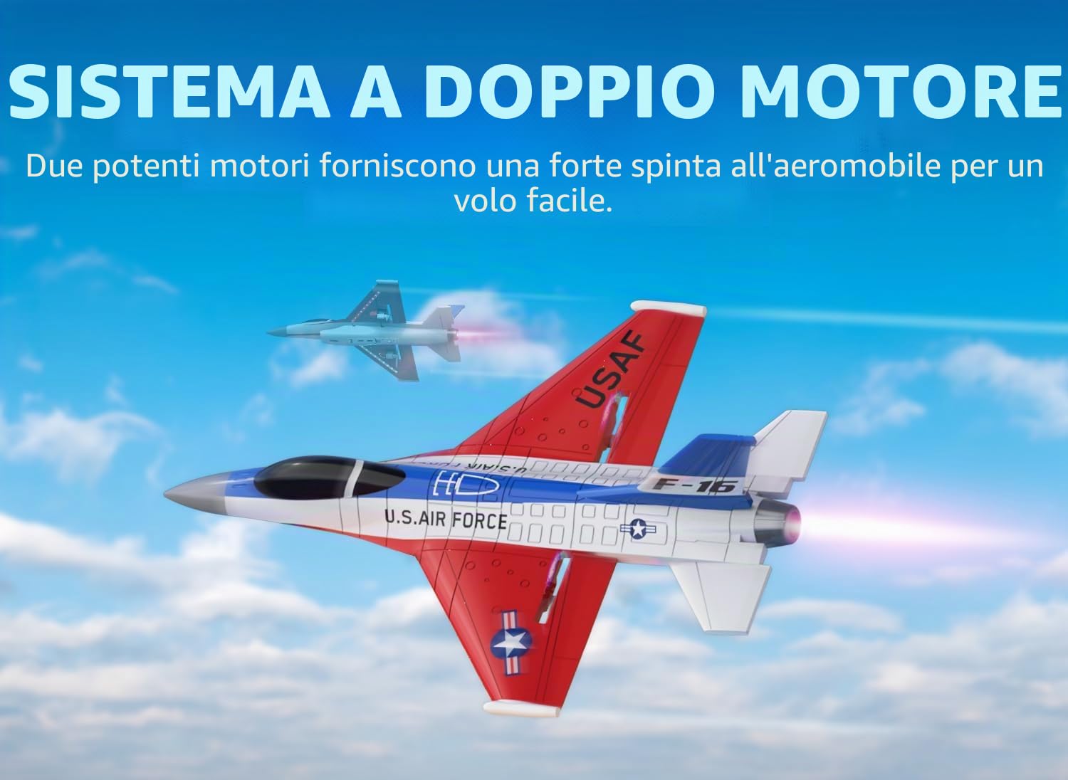 volantexrc Aereo RC F-16 Fighting Falcon Jet 2.4Ghz 2CH con Luci LED Pronto al Volo Allarme Low Battery Ideale per Principianti