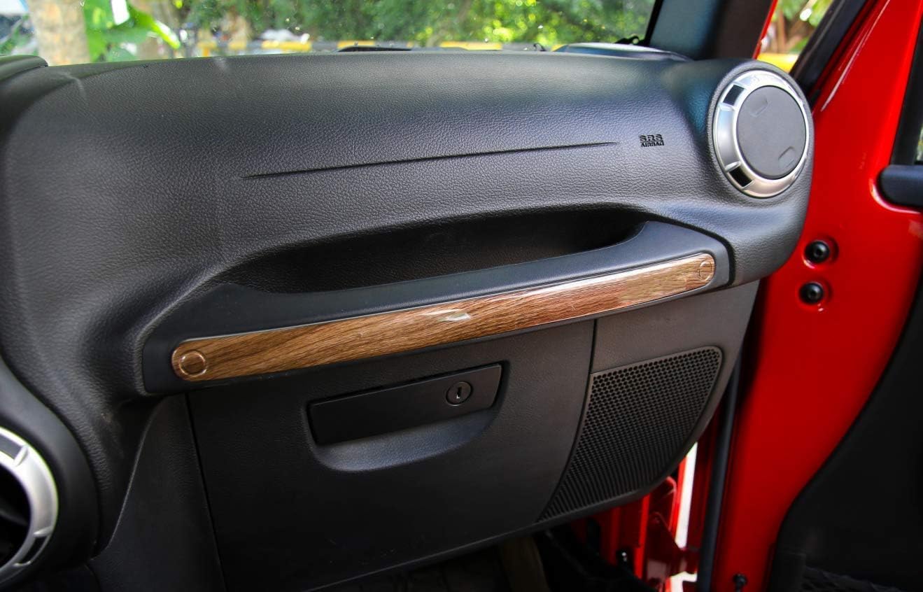 18pcs/Set ABS Car Interior Mouldings Decoration Kit Trim Compatible with JK 4-Door 2011-2017 (Wood Grain)