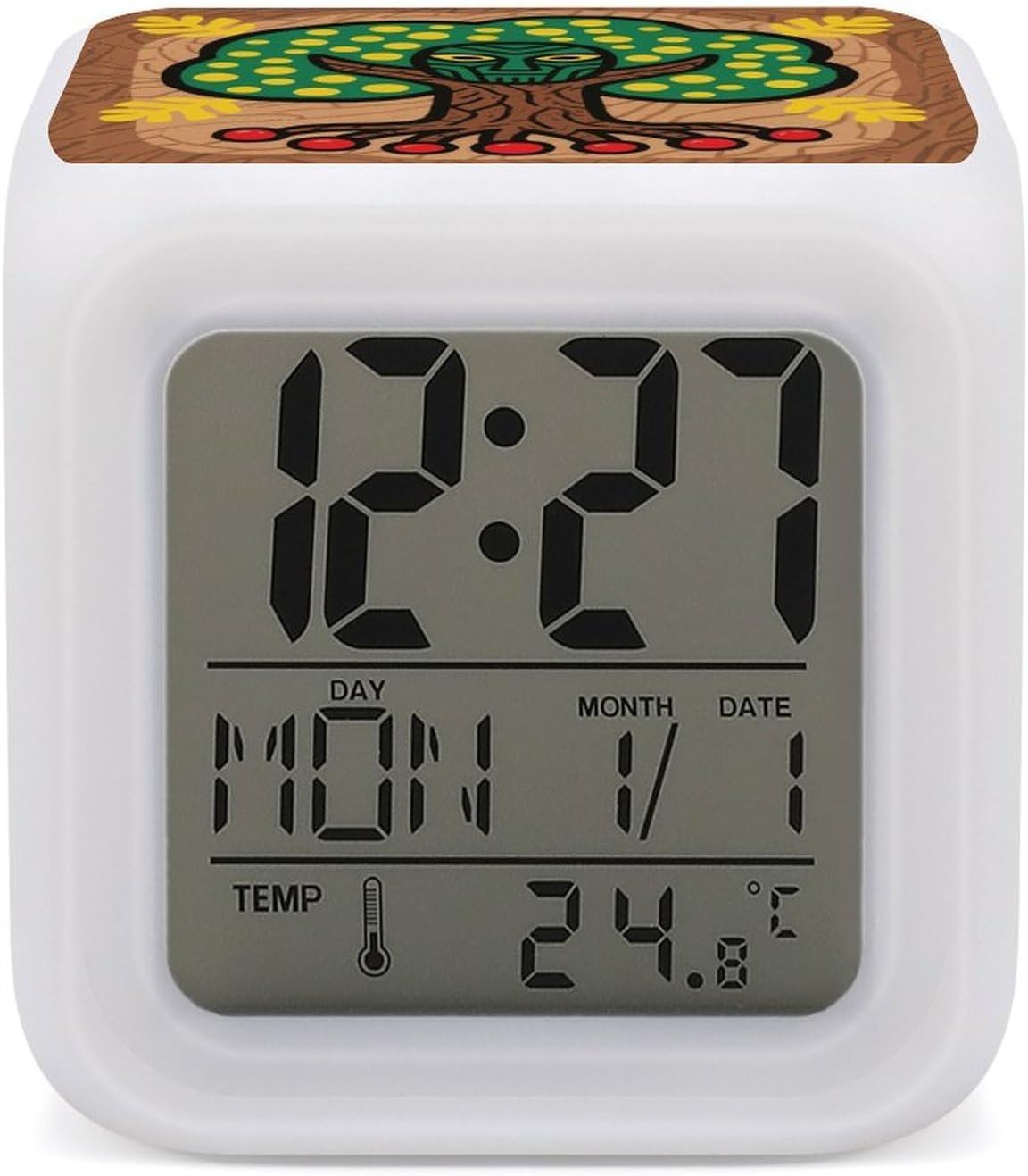 Tree Spirit Totem Alarm Clock NightLight Alarm Clock with 7 Color Changing Night Light Smart Digital Clocks Temperature Date for Heavy Sleepers Simple Operation Easy to Use