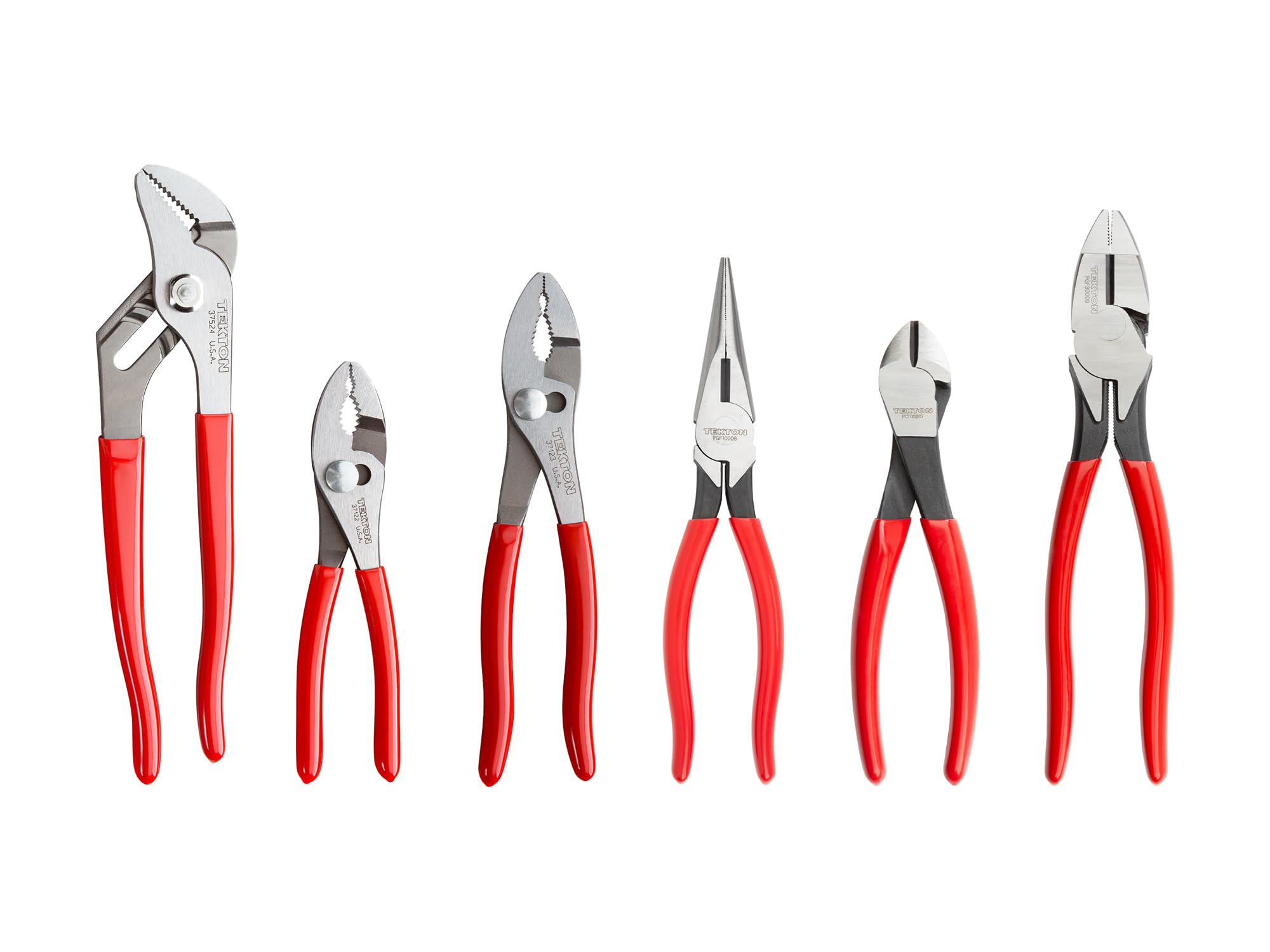 TEKTON Pliers Set, 6-Piece (Groove Joint, Slip Joint, Long Nose, Diagonal Cutting, Lineman's) | PLR99020