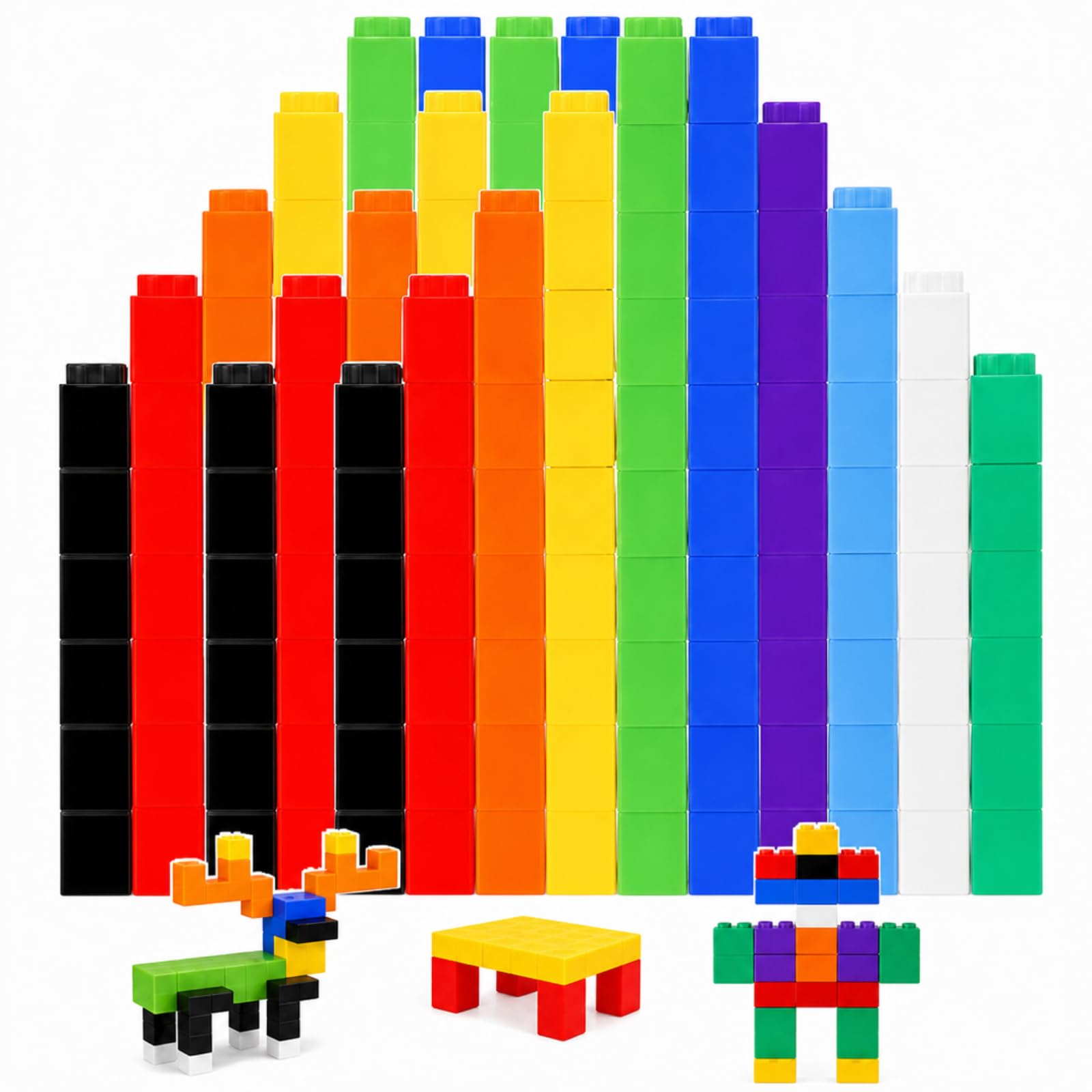 Jenaai 300 Pcs Counting Cubes, Plastic Connecting Blocks, Simple Style