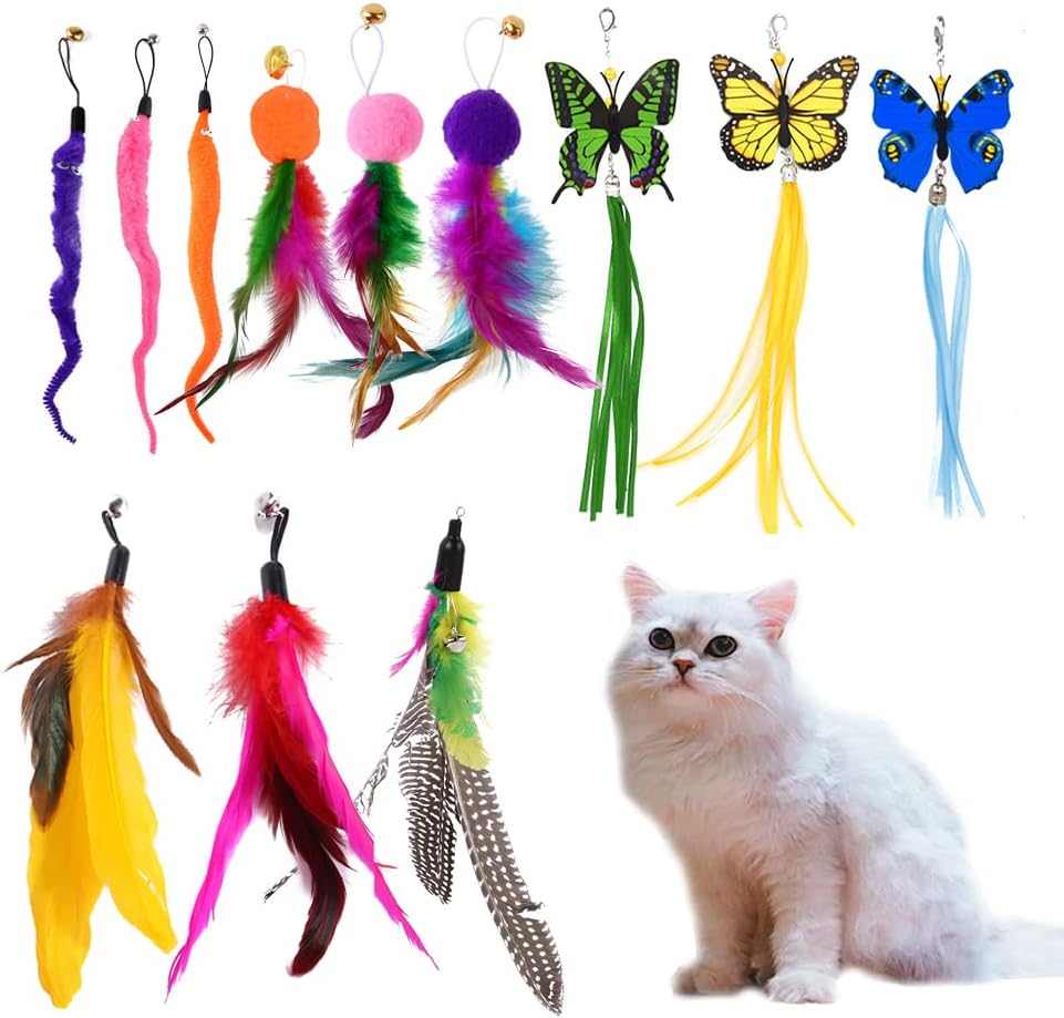 ZHGG Cat Toys Feather Replacement Core, 12PCS Cat Feather