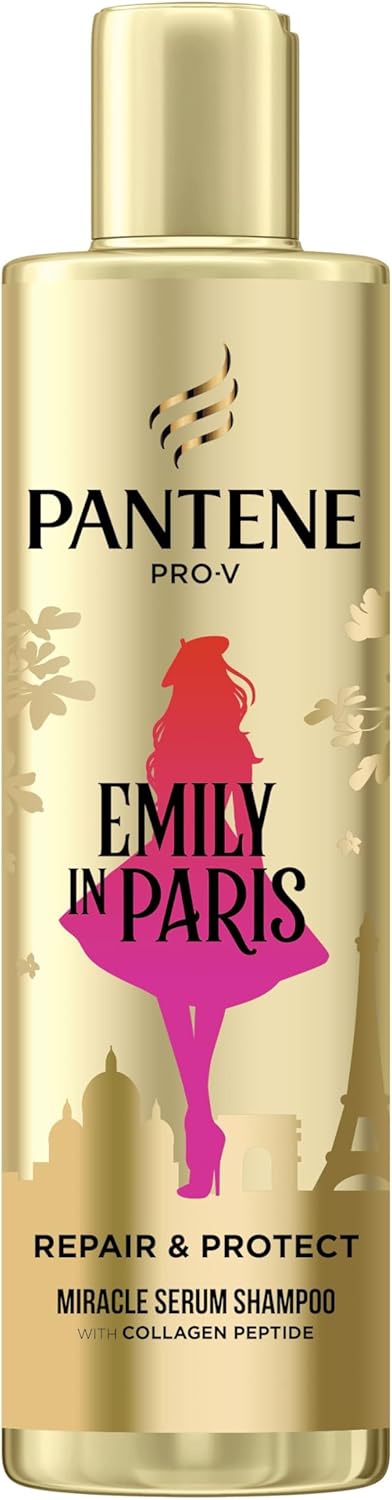 Pantene x Emily in Paris Shampoing Réparateur : Nourrit et Protège les Cheveux Secs et Abîmés (250ml)