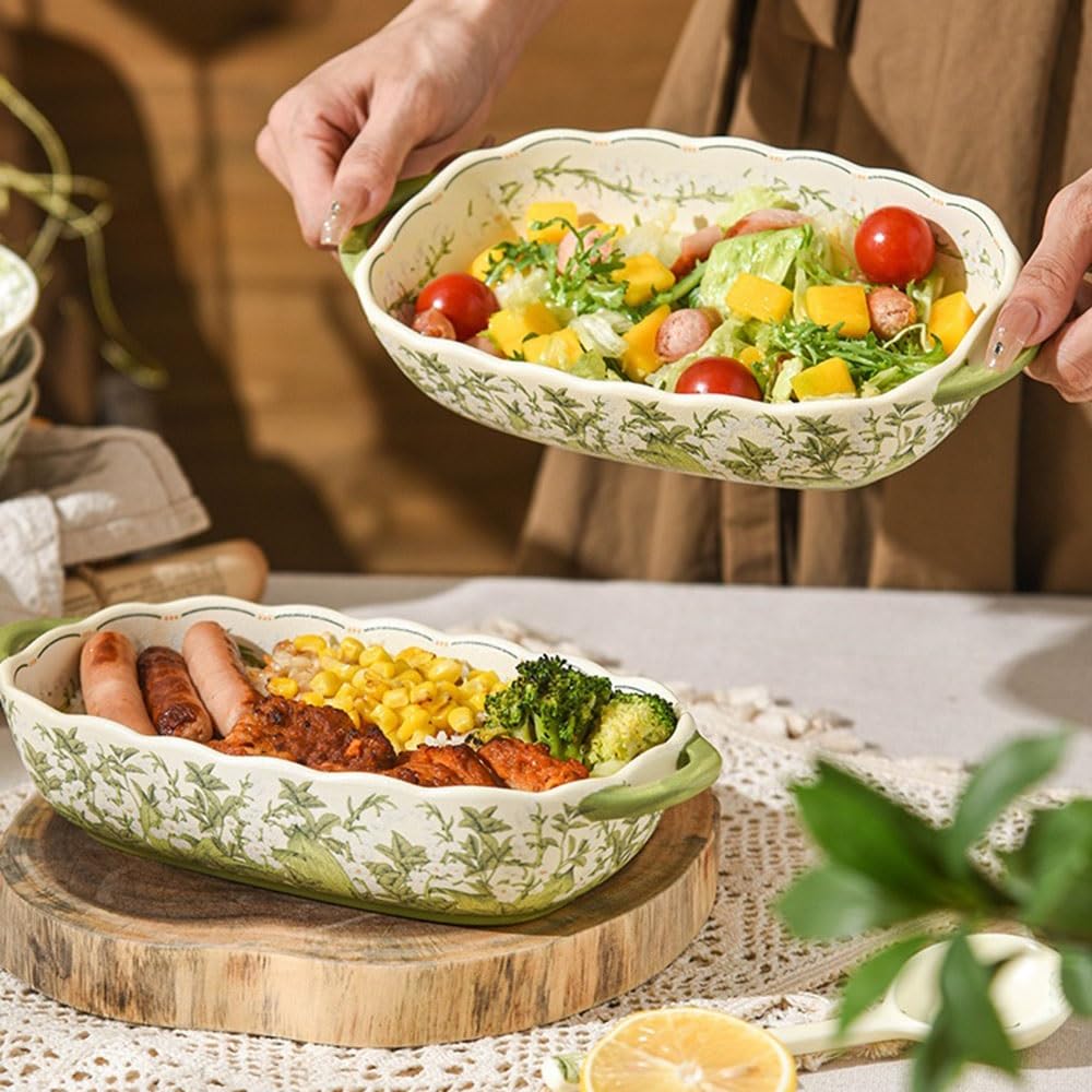 Naczynie Do Pieczenia 10-calowa, 500 ml, ceramiczna forma do pieczenia z podwójnym uchwytem w kształcie konwalii, prostokątna, użytku domowego