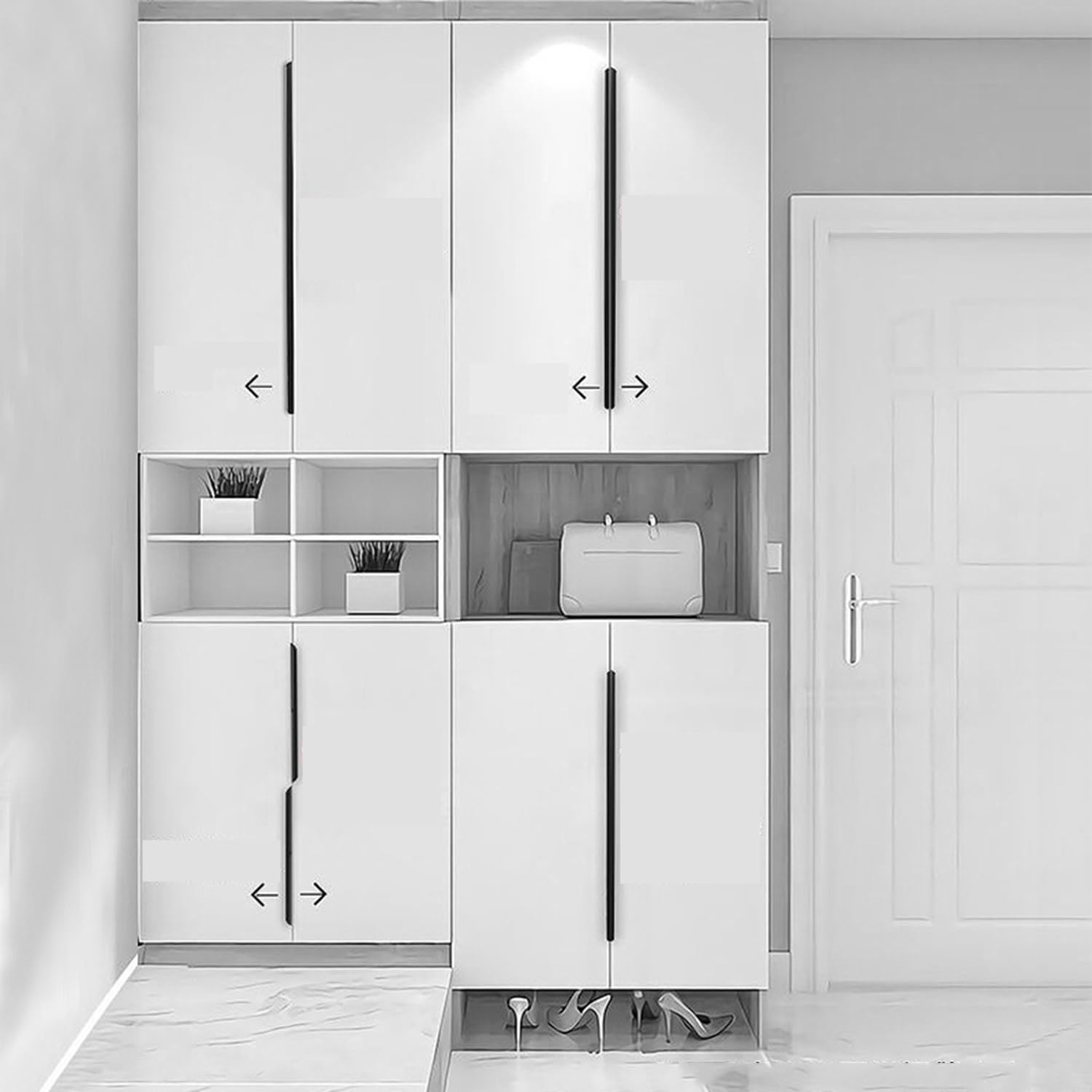 2 stuks verborgen kastgrepen, afgeronde hoeken, meubelgrepen, aluminium deurklinken, moderne keukengrepen, deurgreep, ladegreep, knoppen voor kledingkast, slaapkamer (totale lengte 150 mm, grijs