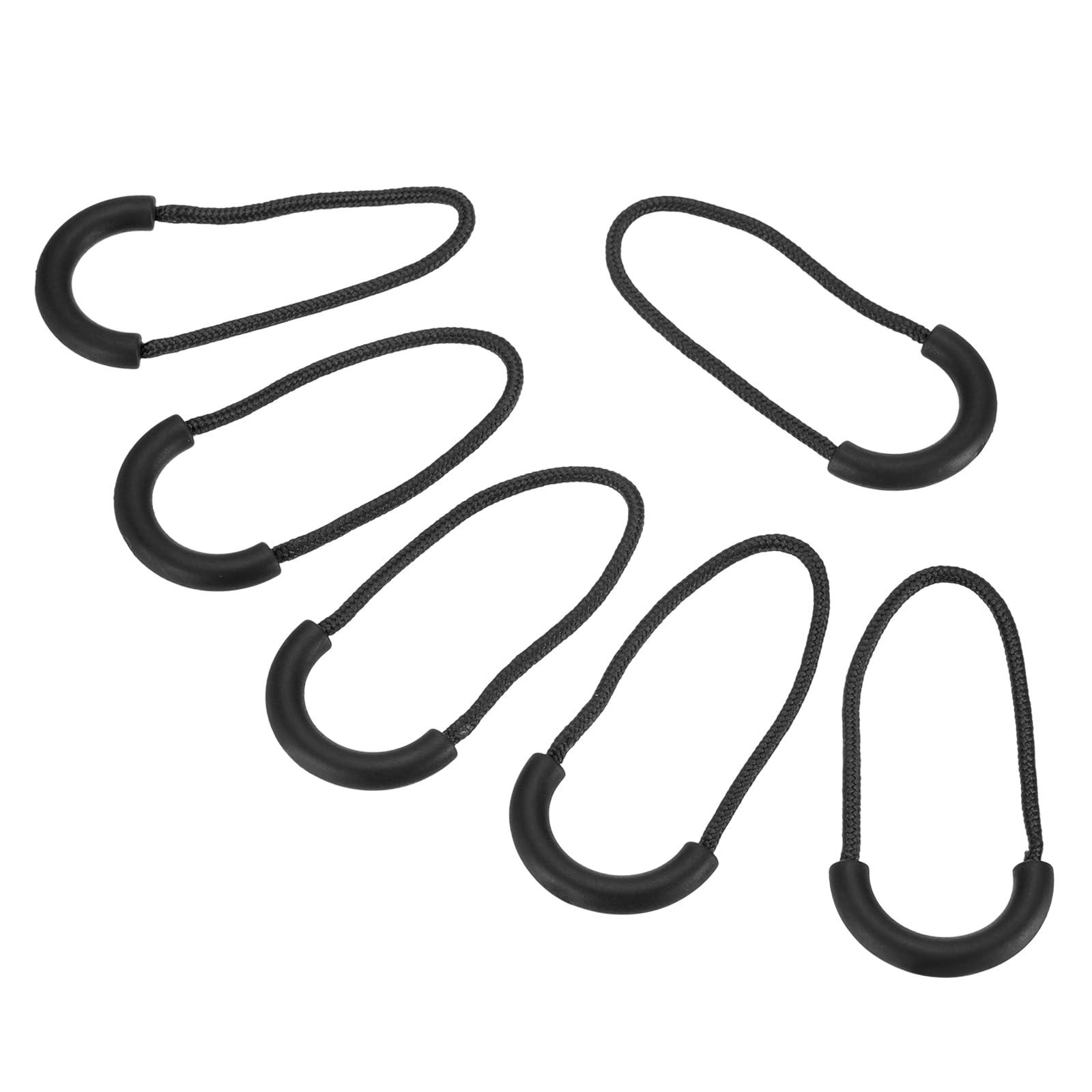 PATIKIL Zipper Pulls Replacement, 15 Pack Extension Cord Handle Plastic U-Shape Tab Tag Extender for Luggage Backpacks Jackets, Black