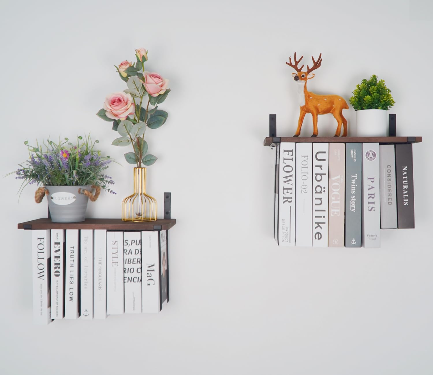 Schwebende Bücherregale, 2er-Set, doppelte Aufbewahrung, einzigartiges Wand- Bücherregal, unsichtbare schwebende Bücherregale, Wandmontage, hängendes Bücherregal, einzigartiges Design Küche, Haushalt & Wohnen