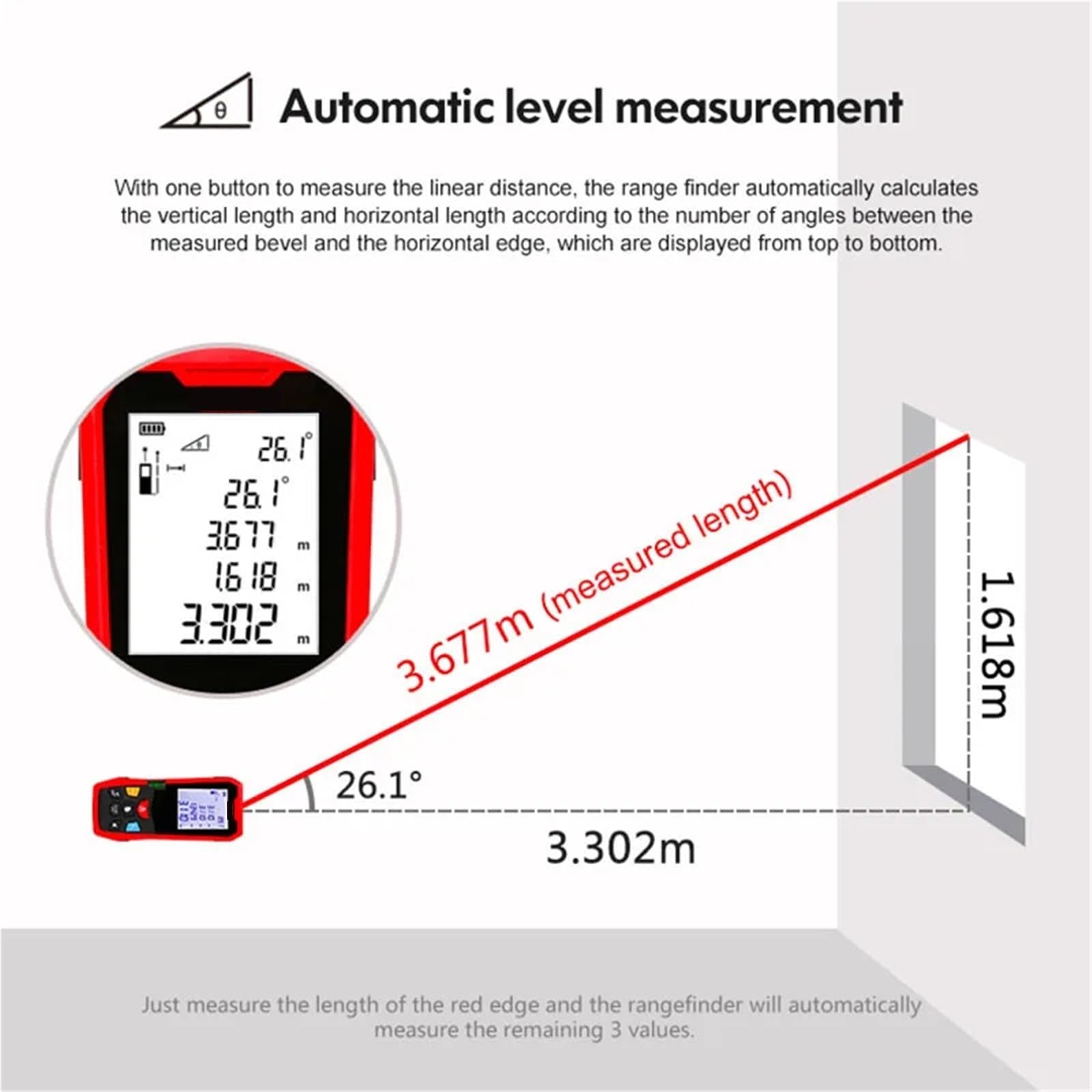 medidor de Distancia láser, Telémetro Láser De Mano Medidor Distancia 40M 60M 100M 800M Cinta Dispositivo Medida Construcción Regla Electrónica
