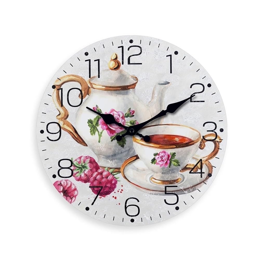 J9V4G6S3B5 Analogue Wall Clock Retro Wooden Wall Clock Living Room Bedroom Kitchen Decoration Silent Quartz 10/12/14/16inches for Room Decoration(12 inch)