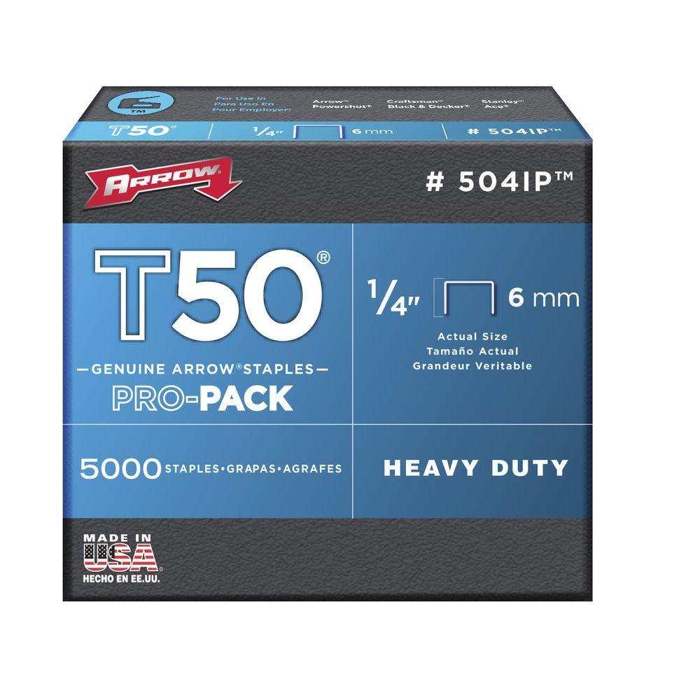 Arrow Fastener 504IP 1/4" T50 Staples 5000 Count