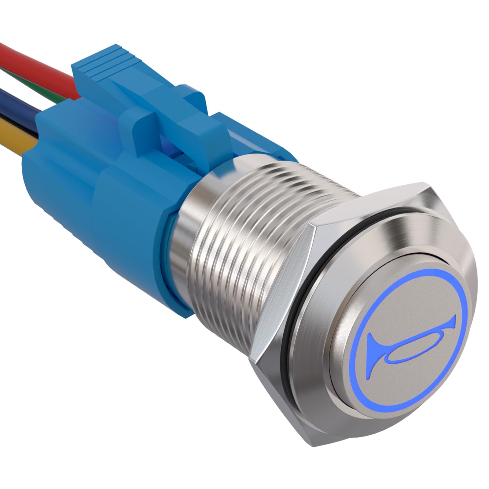 APIELE 19mm 12V Momentary Speaker Horn Push Button Toggle Switch 3/4" Mounting Hole 1NO 1NC SPDT with Pre-Wiring Socket for Car Auto Motor (Blue)