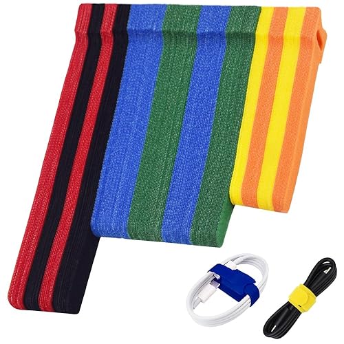 160pcs Cable Ties Reusable Colorful Wire Ties Cable Management Cord Ties Reusable for Electronics Hook and Loop Cable Ties for Computer 4 6 8 Inch with 6 Colors - Multi Color