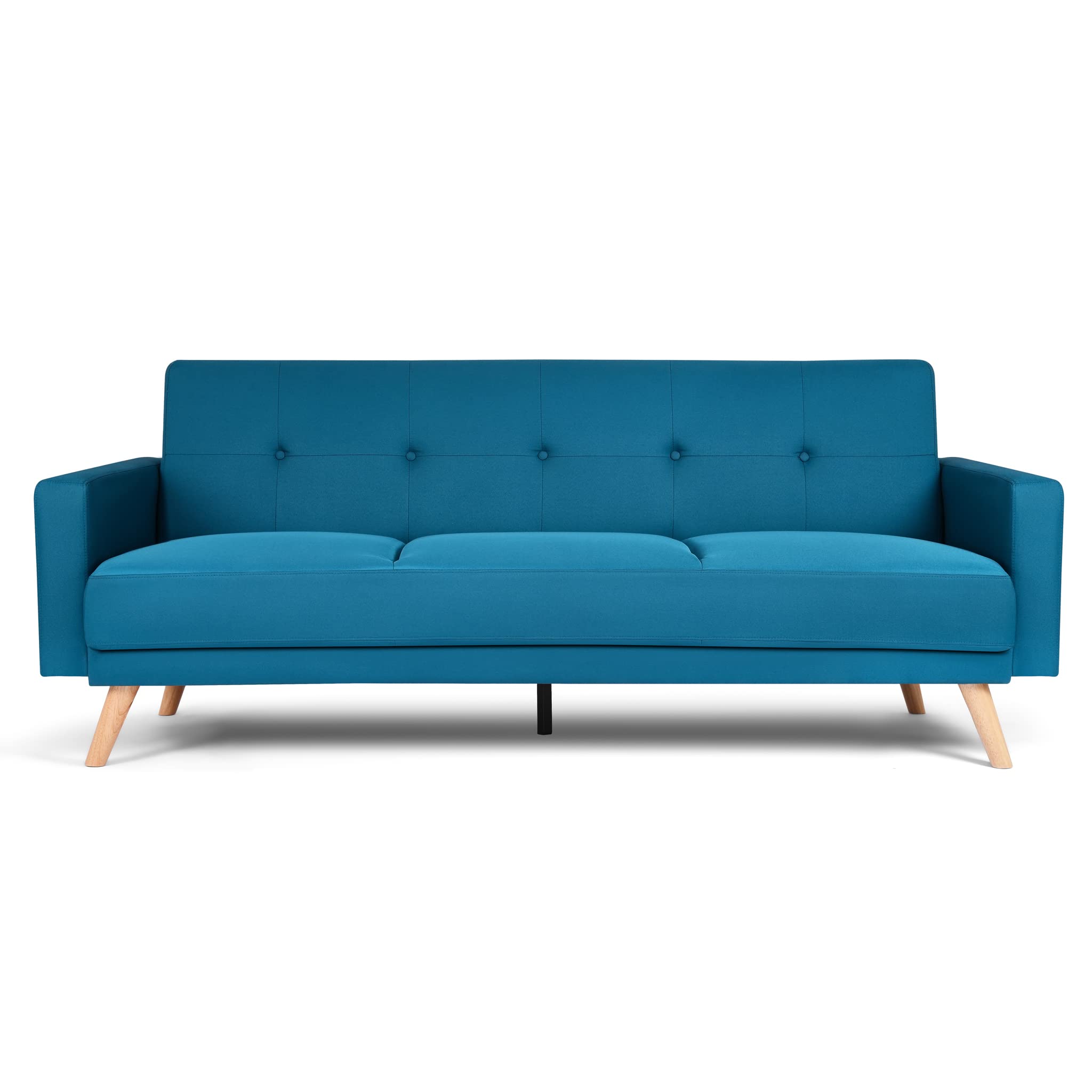 BravichNarvik 3 Seater Sofa Bed- Navy Blue. Fabric Recliner Double Sofa Bed, Click Clack Mechanism, Folding Couch. Space Saving Furniture For Living Room, Bedroom & Guest Room - 204 x 86 x 87cm