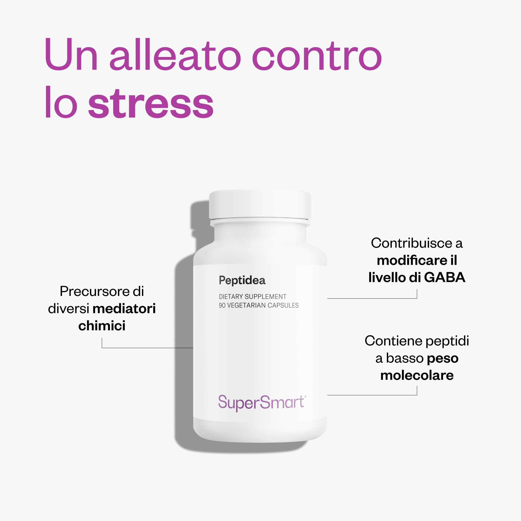 Supersmart - Peptidyss - Proteine del Pesce Idrosalate - Anti-Stress | No-OGM & Gluten Free - 90 Capsule Vegetariane