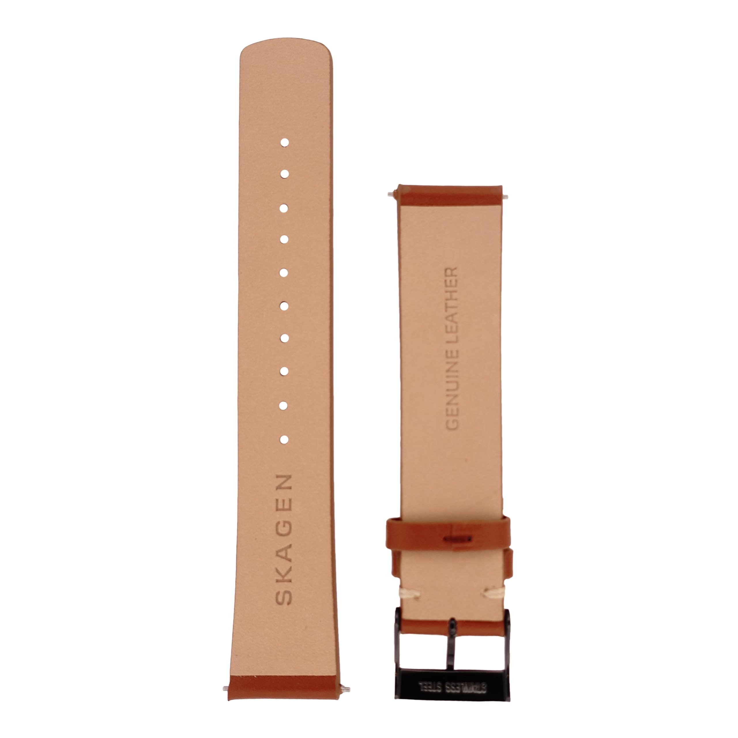 Skagen Zegarki na rękę dla mężczyzn 20 mm, brązowa skóra, oryginalny pasek zamienny do SKW6216, brązowy, Pasek